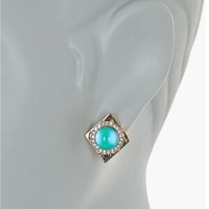 NWT Alexis Bittar Stone Halo Stud Earrings in Electric Mint